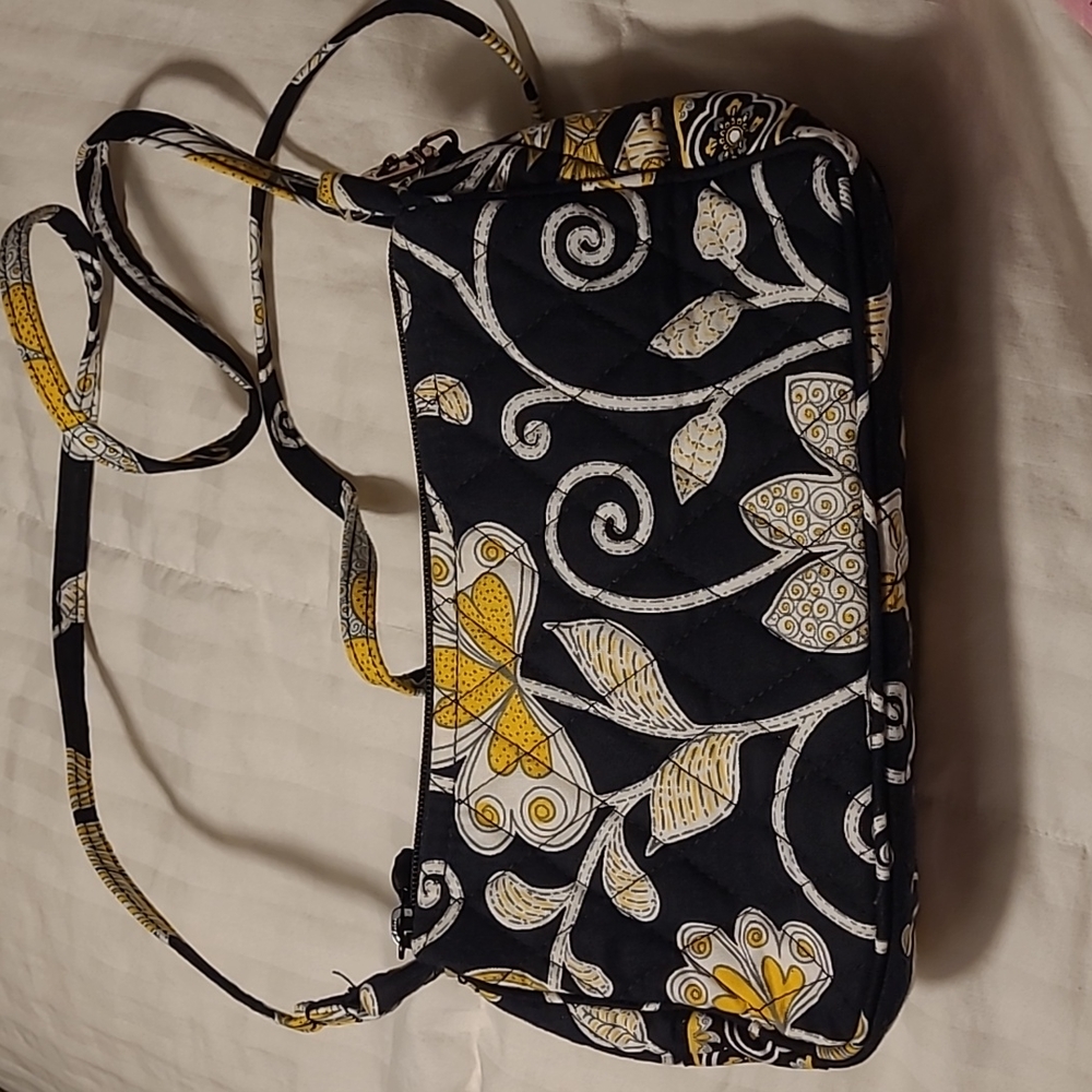 Vera Bradley quilted black yellow floral paisley mini purse bag